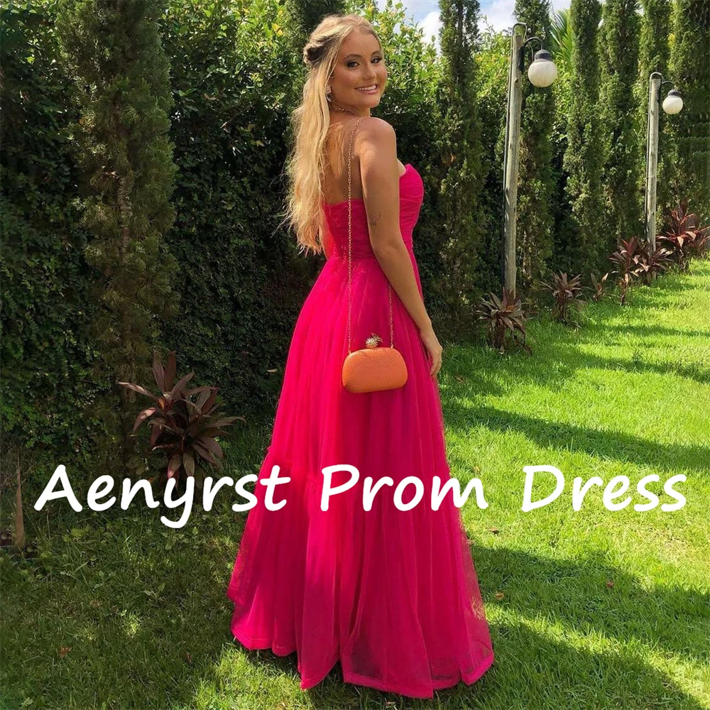 Aenyrst Strapless A Line Prom Dresses For Women Tulle Long Pageant Gowns Floor Length Dinner Party Dress Simple فساتين السهرة