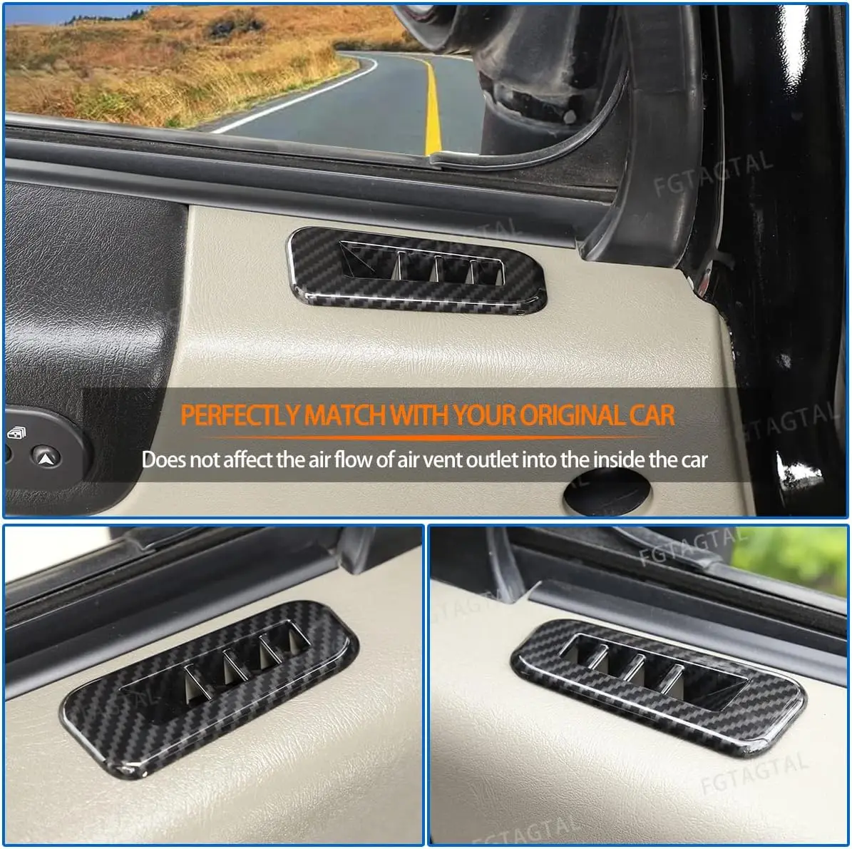 

ABS Carbon Style Car Door Air Vent Cover Trim For Hummer H2 2003-2007 Front Door Air Conditioner Outlet Frame Cover Accessories