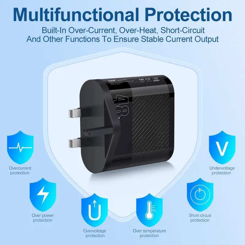 Carregador Multifuncional Portátil USB Multiport, Bloco de Carregamento do Telefone, 6 USB A, Carregamento Rápido, Acessórios para Celular