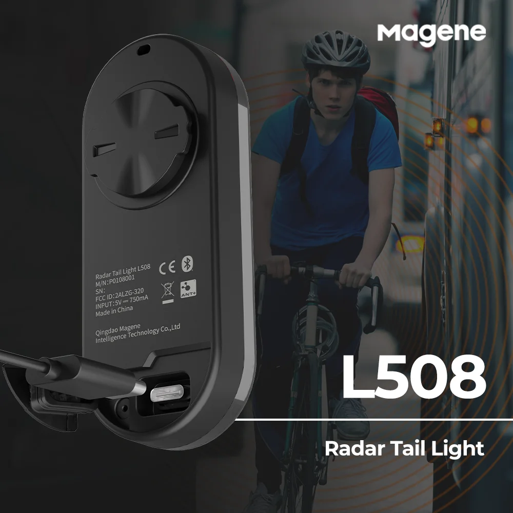 Magene-enquêter arrière de vélo à détection de freinage, radar intelligent L508, 5 modes, feu arrière, chargement USB, lumière LED de vélo