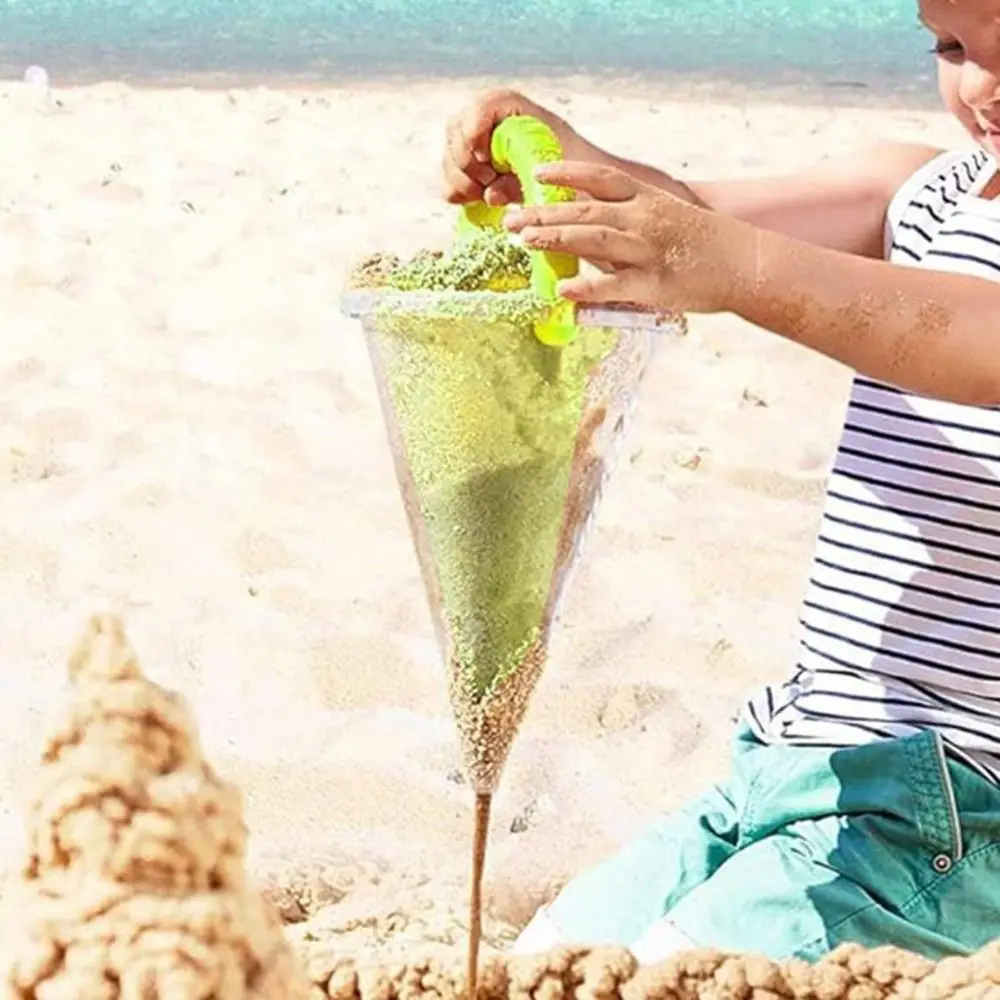 Imbuto di troppopieno da spiaggia in plastica unico, imbuto di revisione, decorazione, filtro per sabbia, verde, creativo, kit di sabbia per scavo, giocattoli