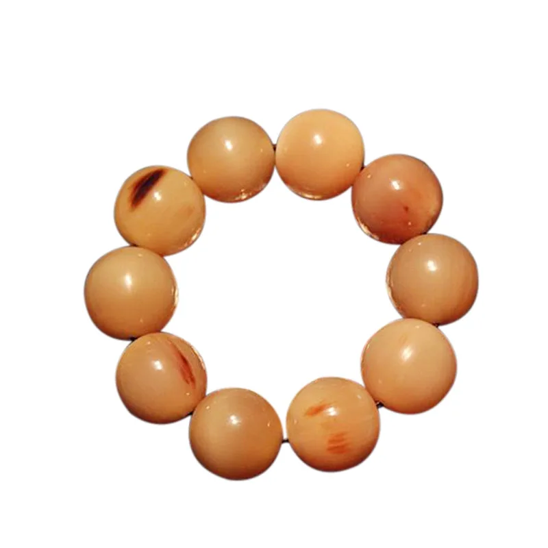 Tibetan-style exquisite Yak Bracelet with Sanskrit Mantra, Milk Gold Silk White Buffalo Horn Buddhist Beads, Unisex Collect