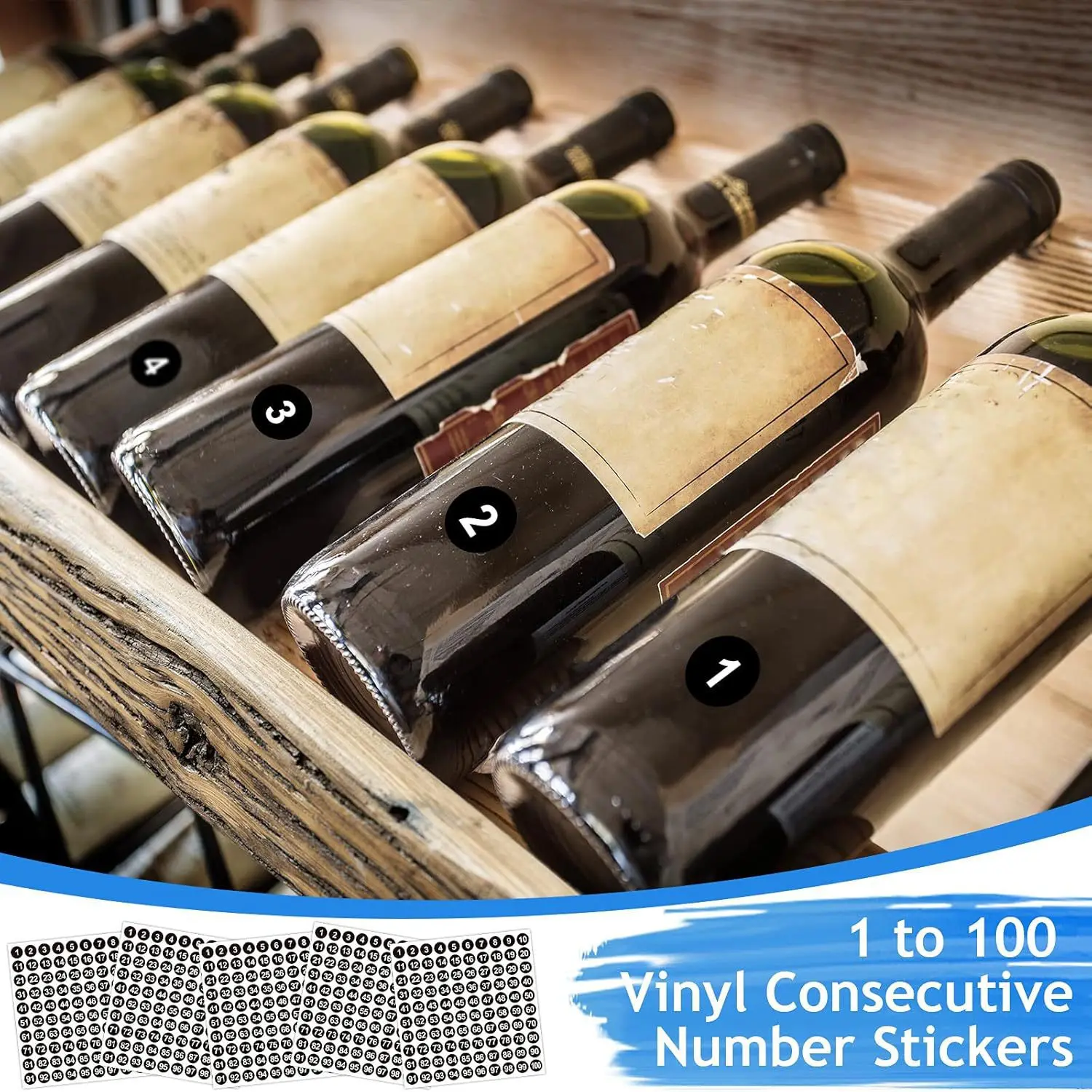 2500Pcs Number Stickers 1-100 Round Consecutive Self-Adhesive Labels for Classroom Office Storage Boxes Organization