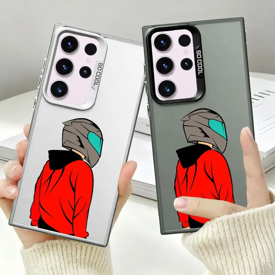 Case for Samsung Galaxy S26 S24 FE Note 20 Ultra S25Edge S22 Ultra S25 S20 FE S21 S23 Phone Cover Red Hooded Biker Back