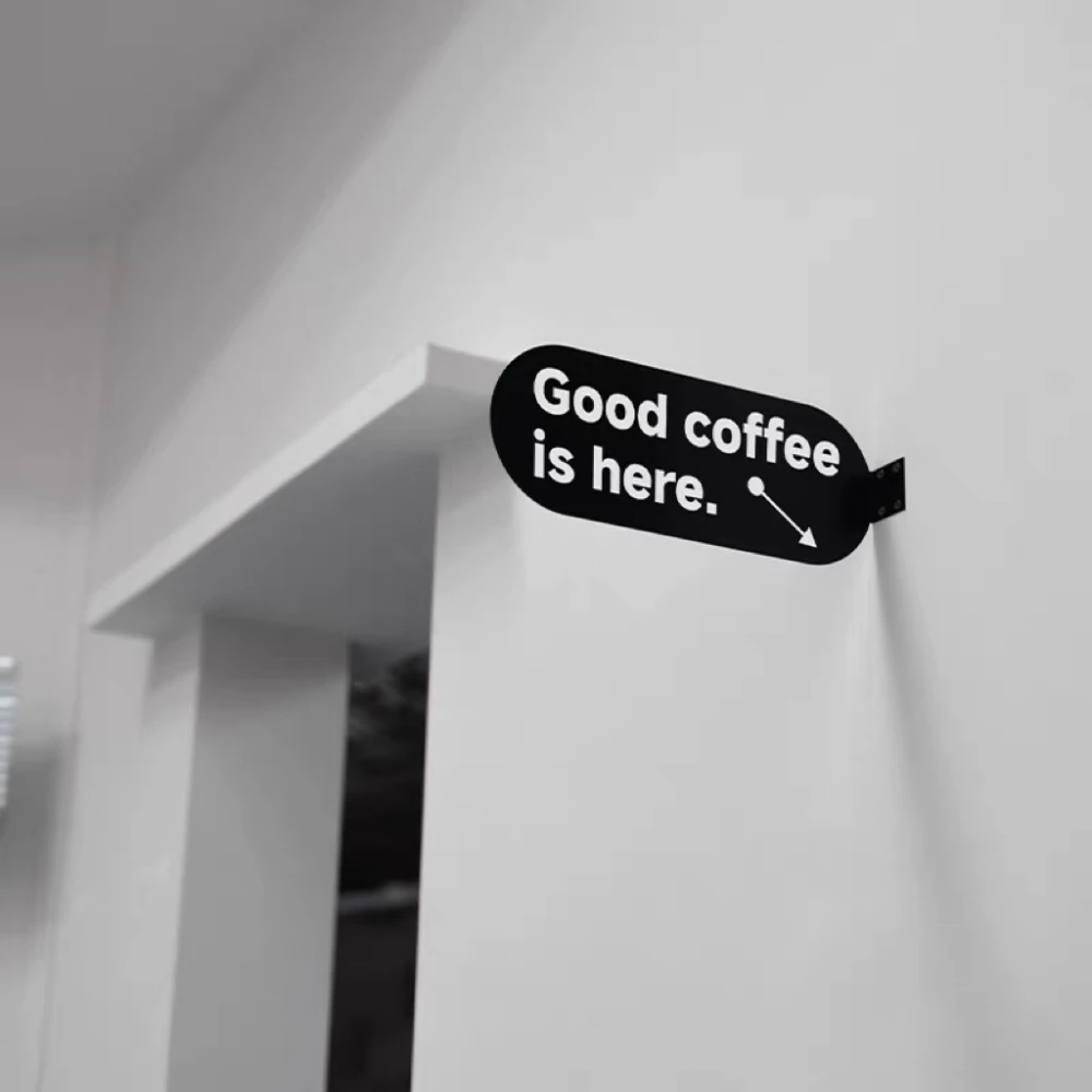 Modern Double Sides Printed Metal Signboard Custom Logo Text Side Mount Wall Signage for Shop Store Salon Hotel Office Company