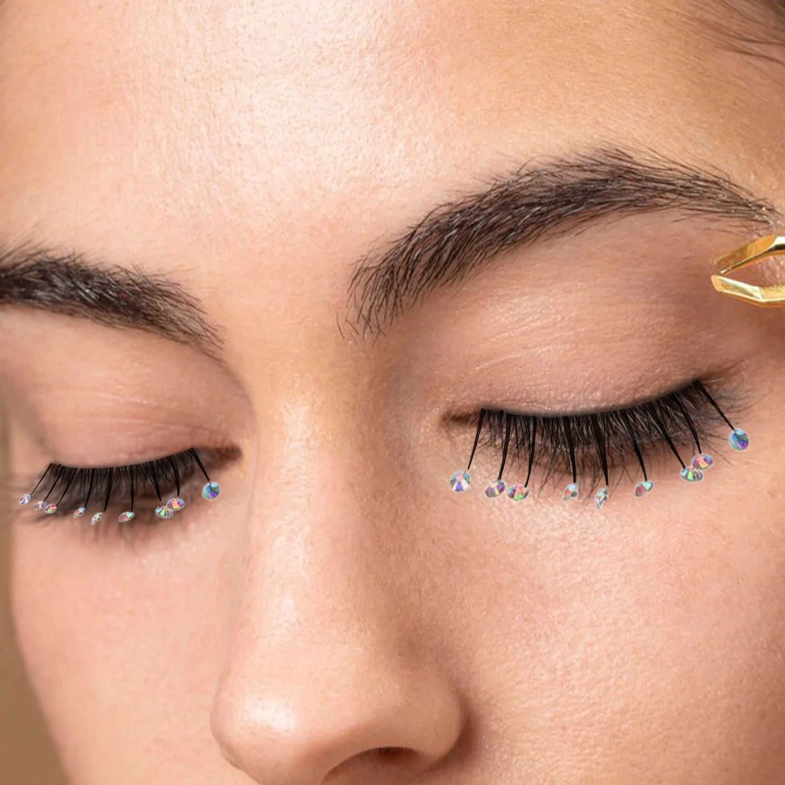 

10Pcs Fake Eyelashes Rhinestone False Eyelash Strips Bulk Flexible Artificial Lashes Makeup Comfortable Party False Eyelash