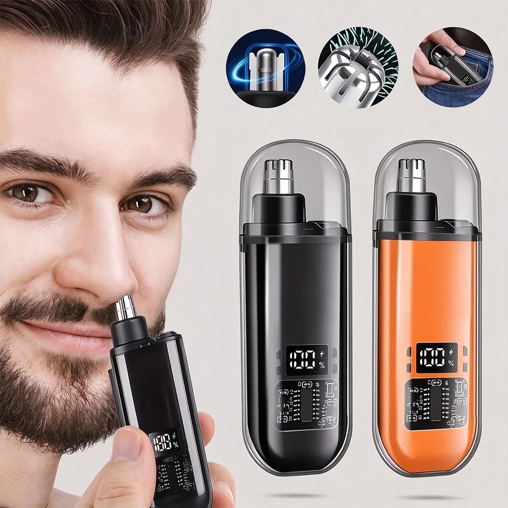 Electric Nose Hair Trimmer Rechargeable USB LED Display Portable Men Grooming Kit Painless Nose Ear Hair Trimmer