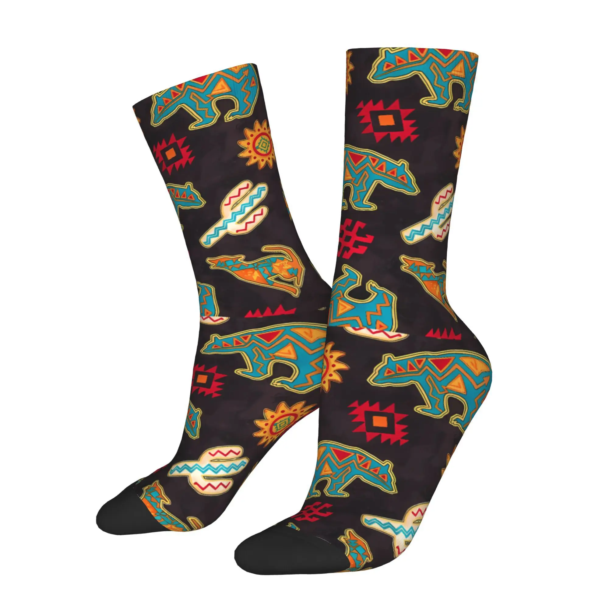 

Retro Bear Native Cactus Indian Men's Socks Unisex Harajuku Funny Crew Sock Gift