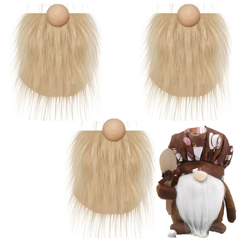 Gnome Beads and Fake Beards 6pcs/set Faux Fur Dwarf Beard Bead for Christmas Plush Gnome for Doll Handmade DIY