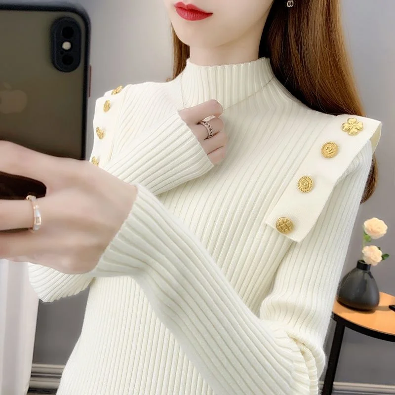 

Winter Woman Thicken Turtleneck Sweaters Female Casual Warm Knit Pullovers Ladies Fleece Lined Knitwear Bottomed Tops New G239