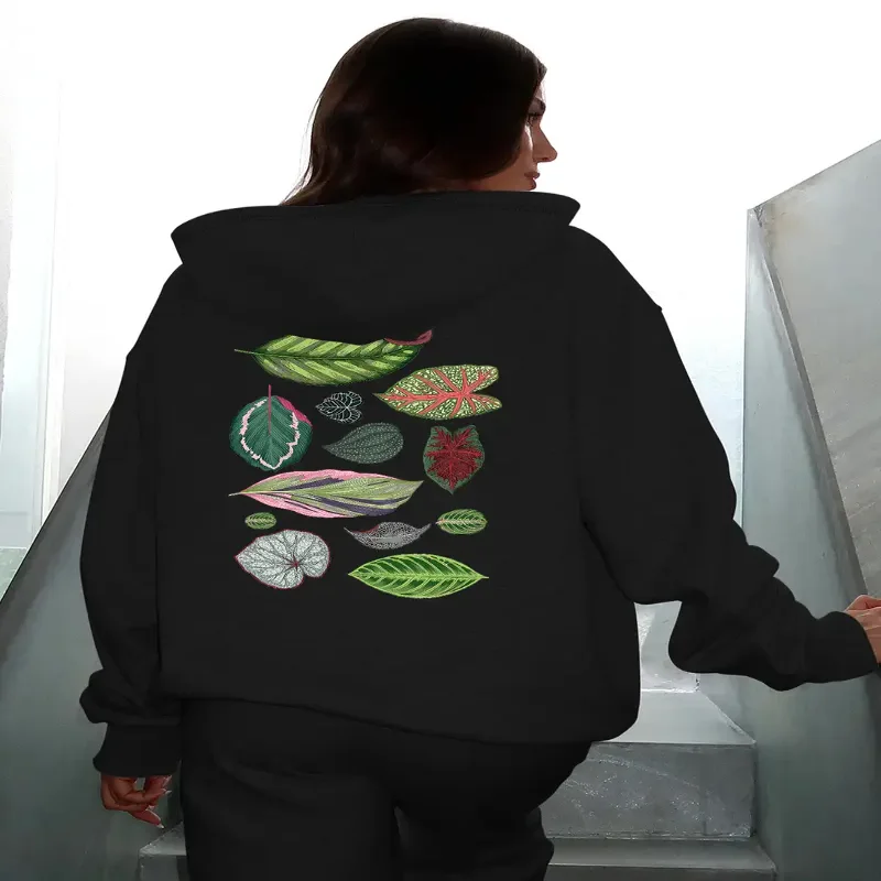 Womens Casual Graphic Print Hooded Sweatshirt Long Sleeve Pullover Adjustable Drawstring Hood Autumn Winter Season Comfort