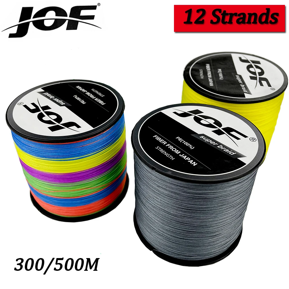 JOF X12 Upgraded Braided Fishing Line 300M 500M Super Strong 12-strand Multifilament PE Line 25LB 30LB 39LB 50LB 65LB 92LB 120LB