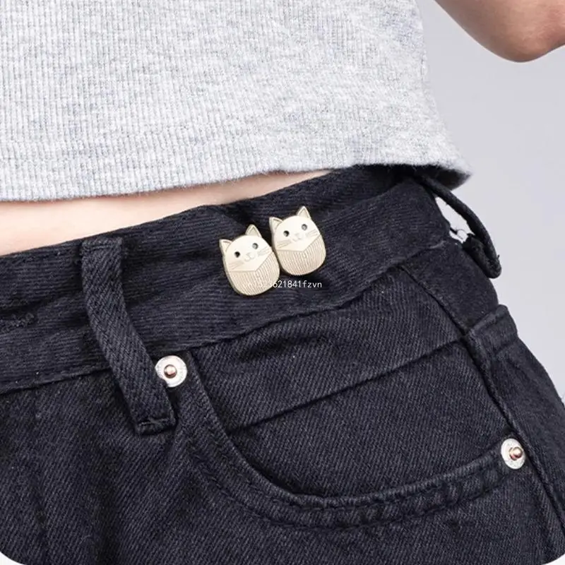 4 Pairs Lovely Cats Waist Buckles Jeans Waist Buckle Trousers Waist Tightener Dropship