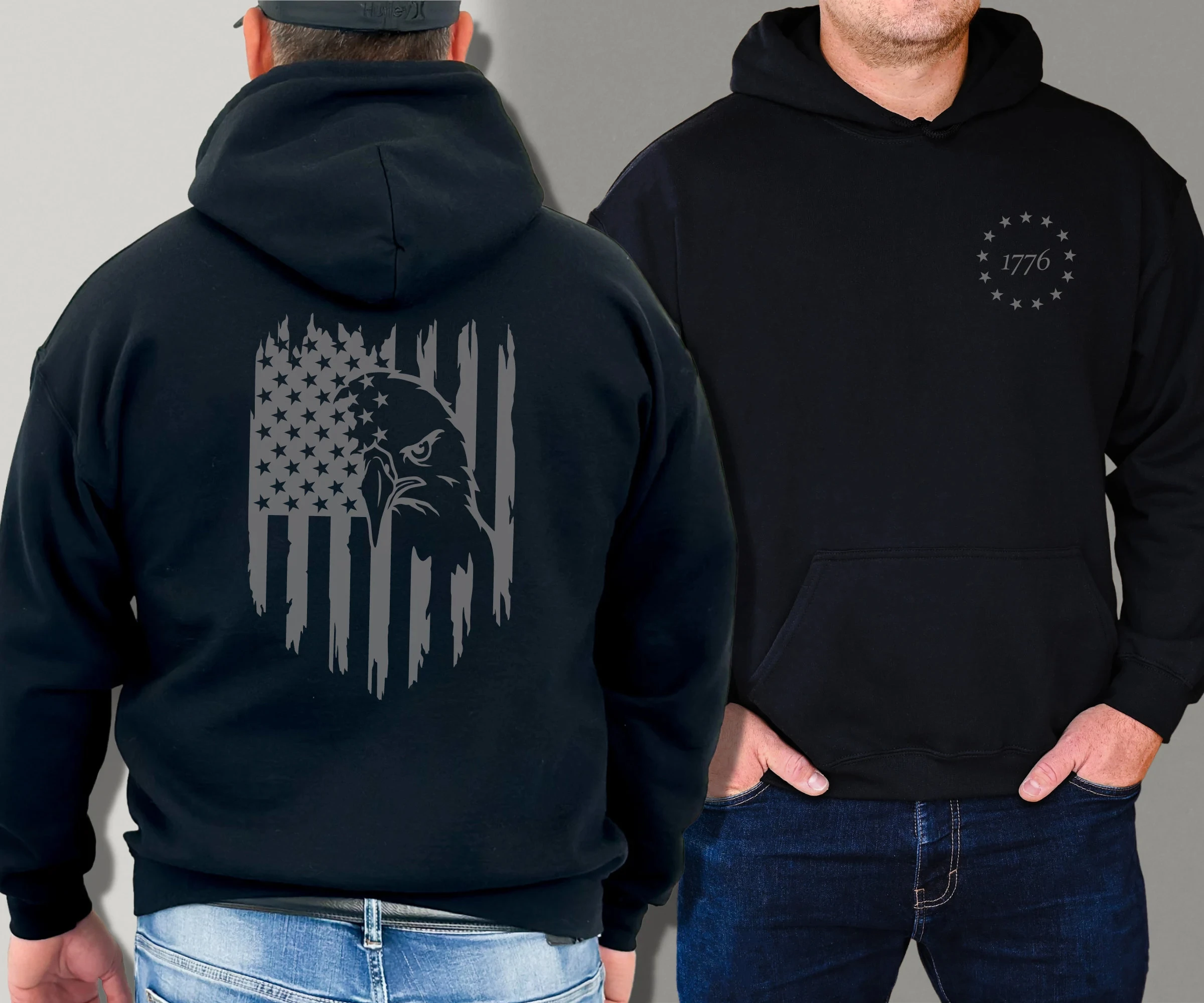 هوديي العلم الأمريكي الوطني، 1776 هوديي النسر العلم الأمريكي، سويت شيرت بيتسي روس 1776، هوديي مع العلم المتعثر على الظهر