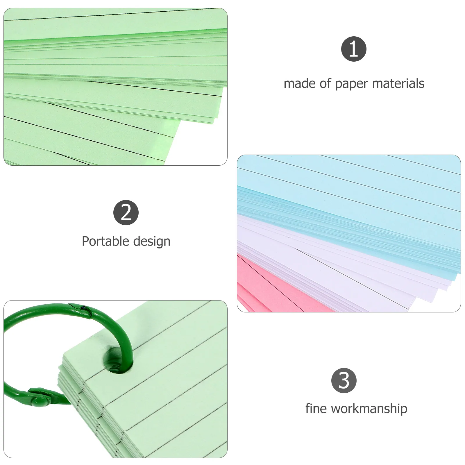 

1 Set Paper Flashcards With Binder Ring Blank Memo Notepad For Studying English Learning Travel Diary Office Supplies Thick
