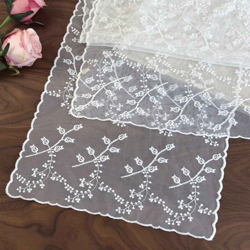 

Solid Color Embroidered Lace Scarf Embroidered Design Elegant Hollow Lace Scarf Lace Material Lightweight Photo-Ready Shawl