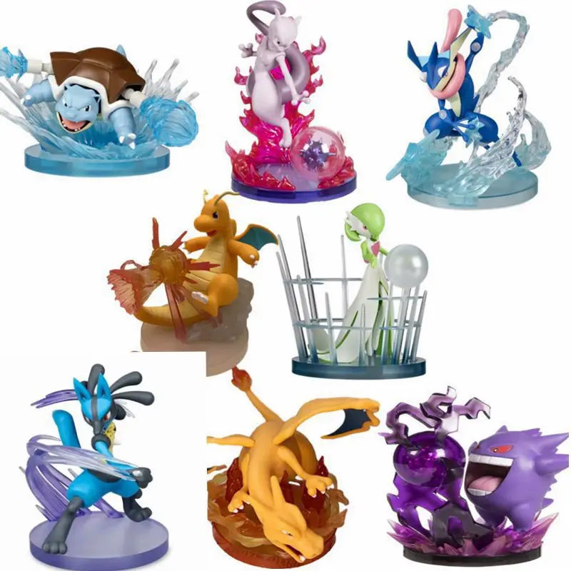 

Kawaii Anime Pokemon Gengar Charizard Lucario Greninja Mewtwo Pvc Action Figure Game Statue Collectible Model Kid Toys Doll Gift