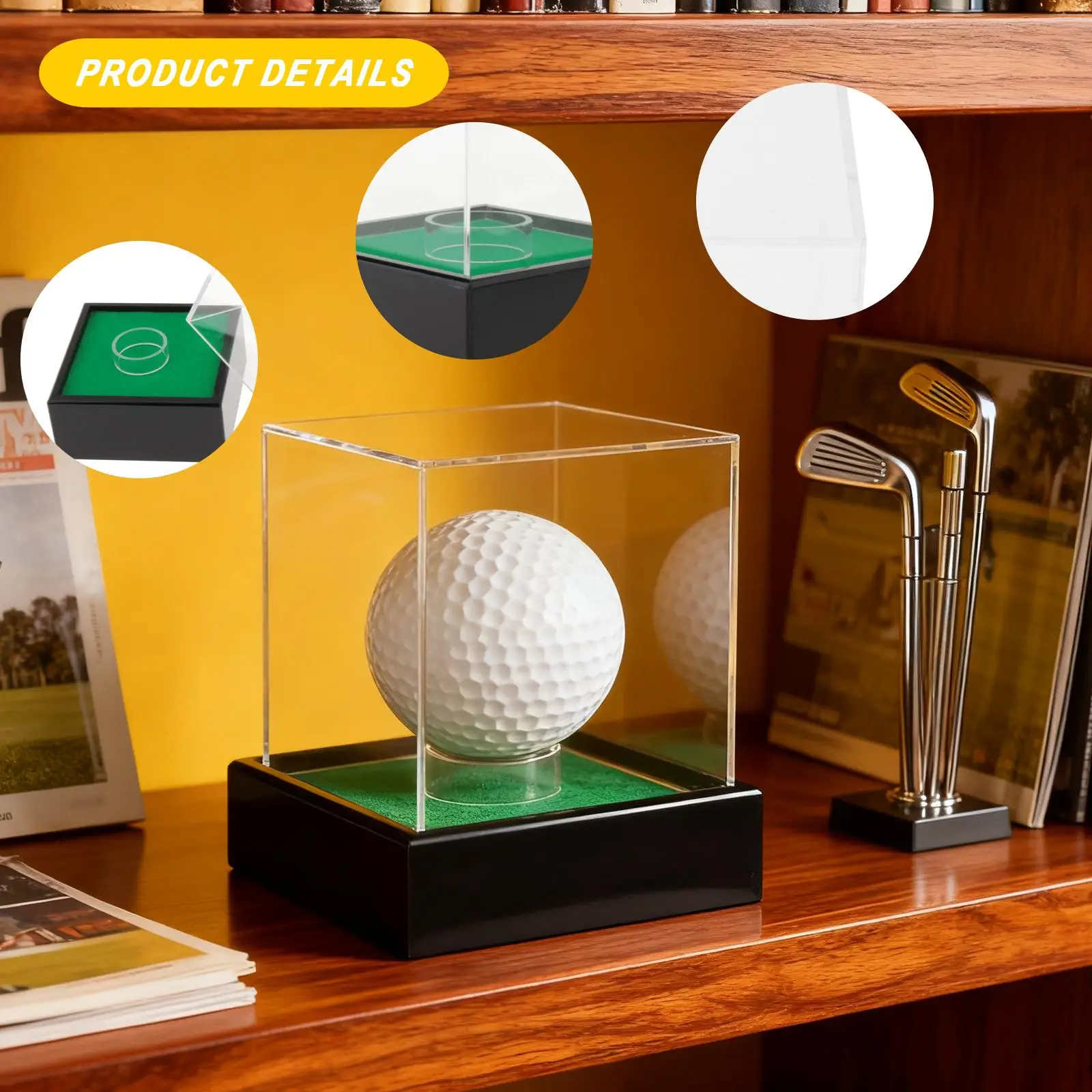 Immagine 6: Vetrina per palline da golf con base porta cubo acrilico multiuso antipolvere