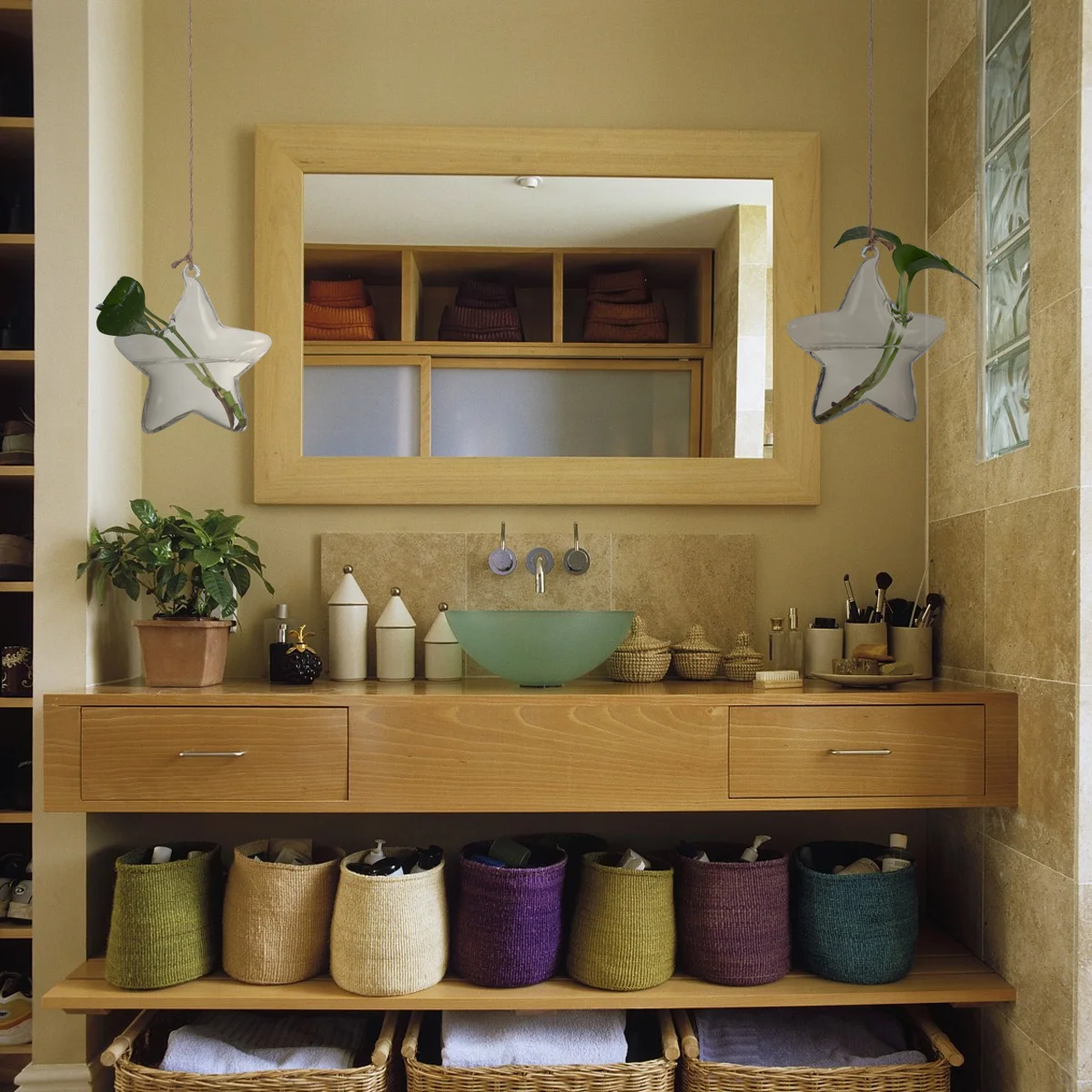 

1Pcs Sea Star Hanging Glass Planter Vase Transparent Durable Succulent Container Home Office Gift Glass Planting Vase