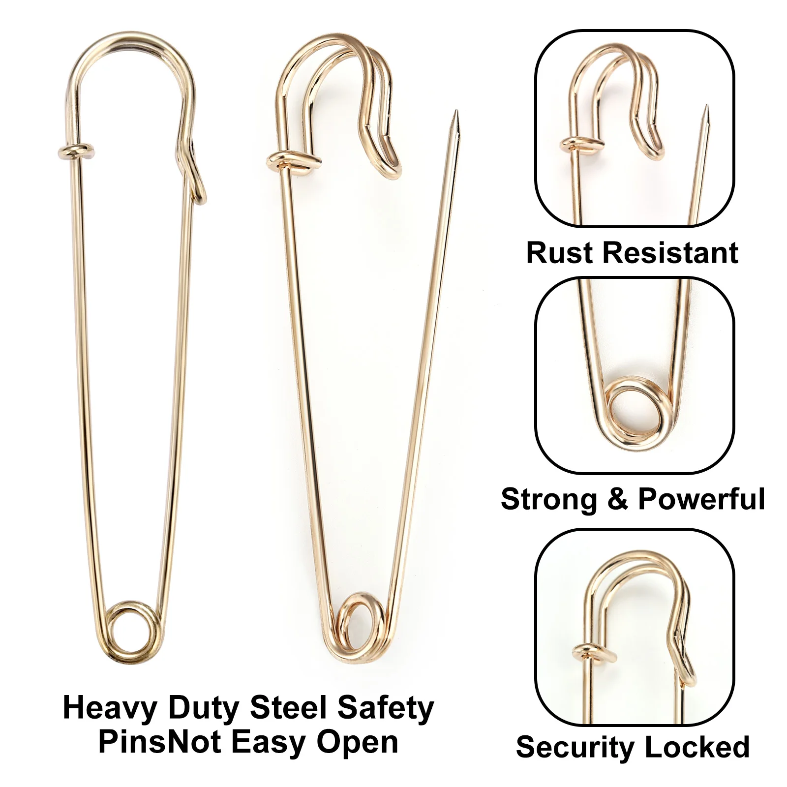 20pcs 45/50/55/60/65/70/75/80/100mm Silver Golden Safety Pins DIY Iron Needles Safety Pin Brooch Apparel Accessory Brooch Supply