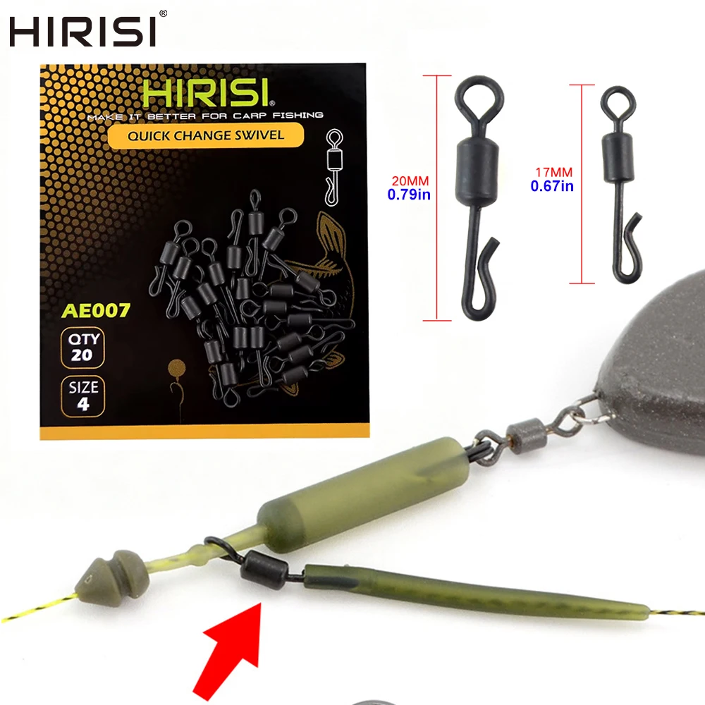 Hirisi AE007 20 Stück Edelstahl Schnellwechsel-Wirbel Karpfenangel-Rig-Verbinder Terminal-Tackle Angelzubehör ﻿