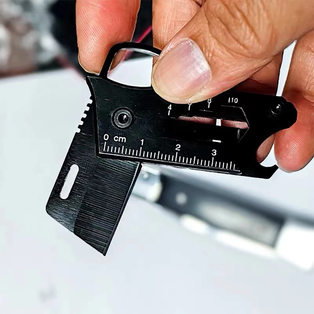 Stonewash-mini Faca Dobrável com Chaveiro Cortador de Caixa Multitool Aço Inoxidável Bolso Multifuncional Abridor de Garrafas para Camping Edc