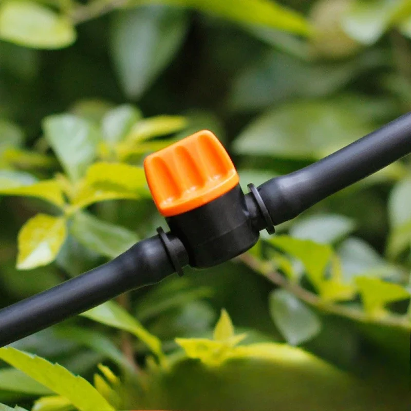 20PCS 1/4'' Barbed Mini Valve Garden Tap Barb Connectors For 4/7mm Hose Irrigation Barbed Water Flow Control Valve Garden