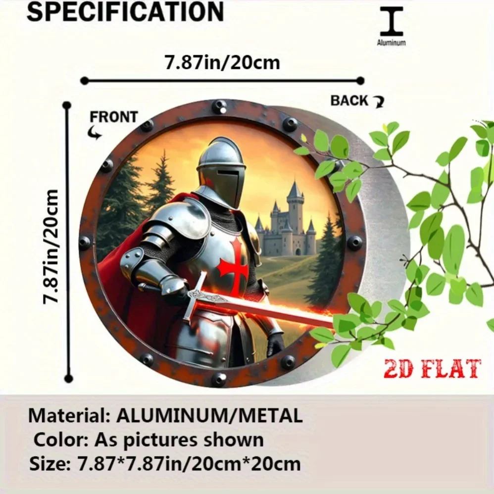 Vevor Medieval Castle Knight Metal Sign Wall Decor for Home Garage Cafe Bar 7.87 Inch Round Aluminum Plaque