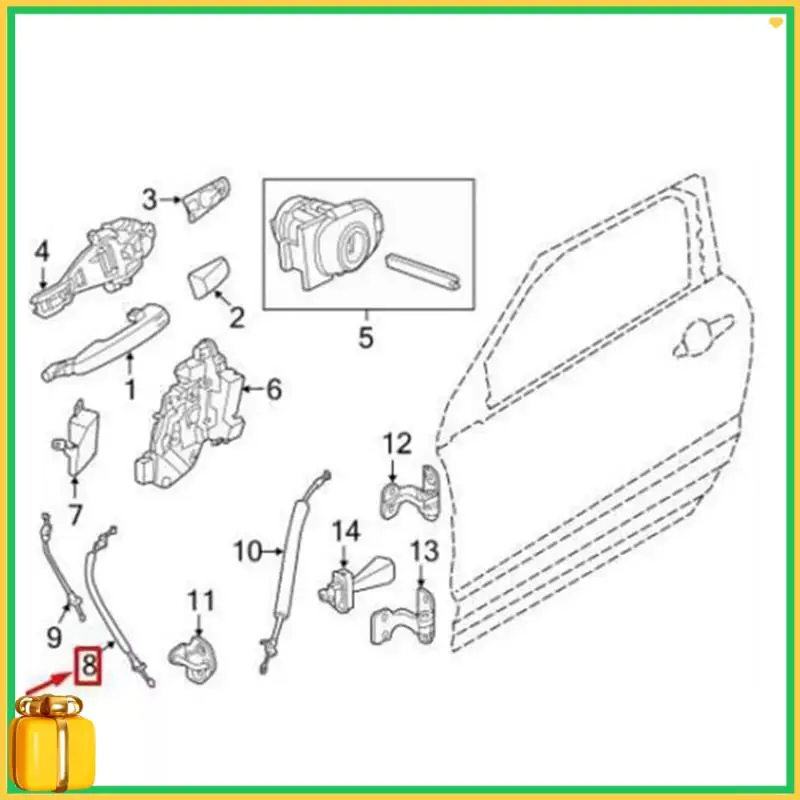 قسط LR025409 كابل قفل الباب الأمامي الإصدار كابل التحكم مزلاج لاند روفر رينج روفر إيفوك 2012-2019 الإصدار كابل