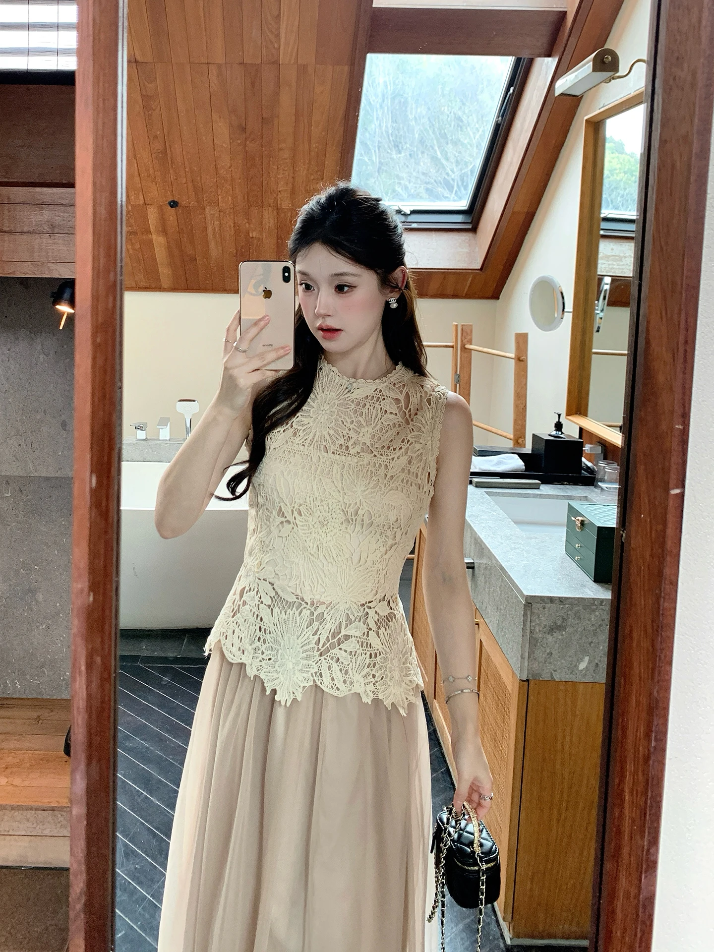 

Летнее элегантное кружевное платье без рукавов, женский комплект из трех предметов, модный облегающий пуловер с круглым вырезом, полиэстер