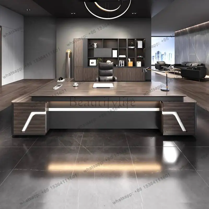

PJ　Designer Luxury Executive Office Desk Modern Wooden Adjustable Drawers Computer Desk