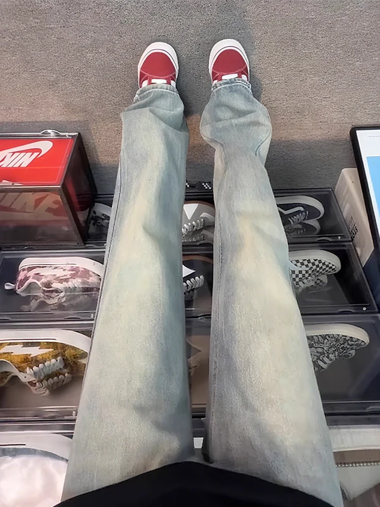 

Прямые джинсы узкого кроя с синим молнией и прямыми штанинами, повседневные осенние джинсы Cleanfit American High Street Sle