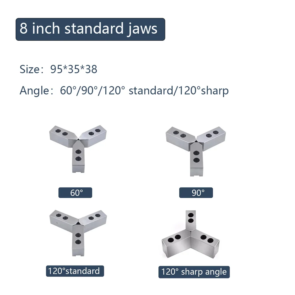 Standard 8 Inch Hydraulic Jaw For Oil Pressure Lathe Chuck Cam Steel Soft 3 Jaw 3pcs/set