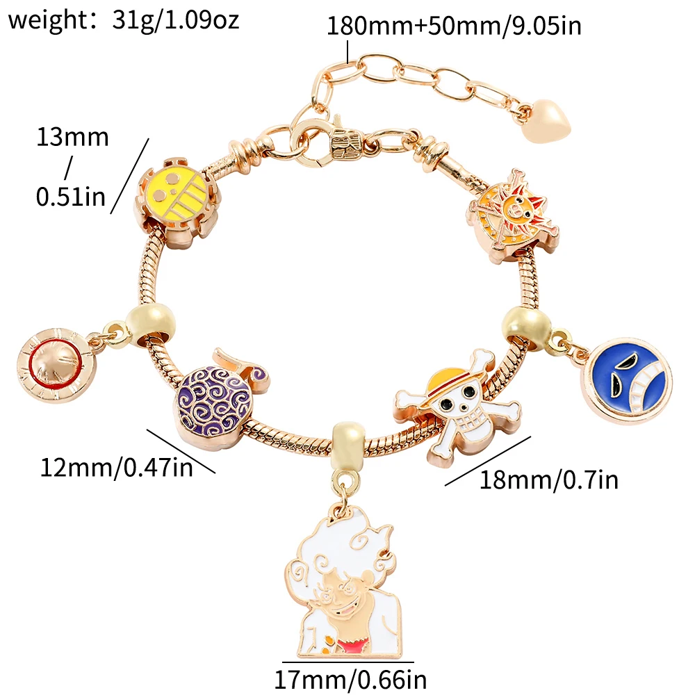 One Piece Nika Pendant Bracelets Anime Figure  Portgas·D· Ace D. Luffy Pirate Beads Chains DIY Charms Bracelet for Fans Gifts