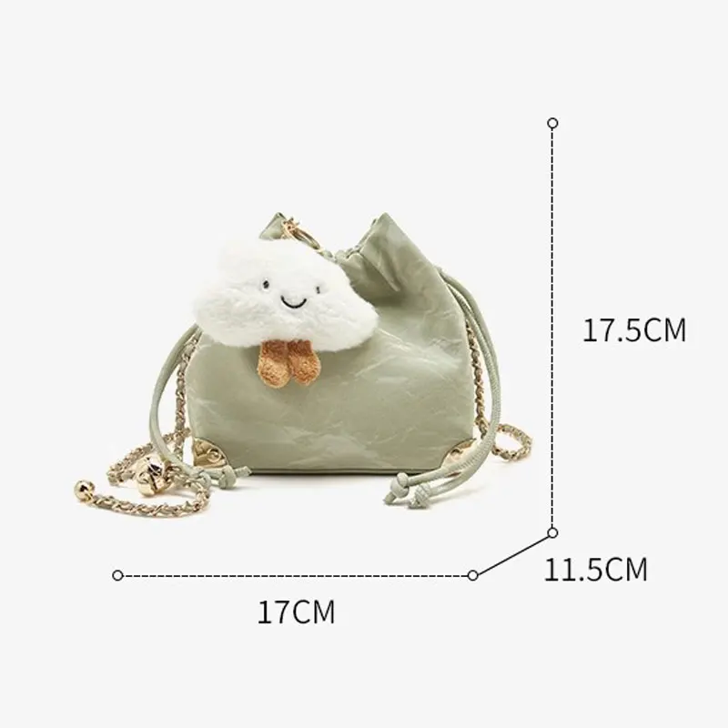 FOXER Summer Girl Mini Crossbody Bag Lady New Design PU Leather Messenger Bag Female Green Fashion Drawstring Shoulder Chain Bag