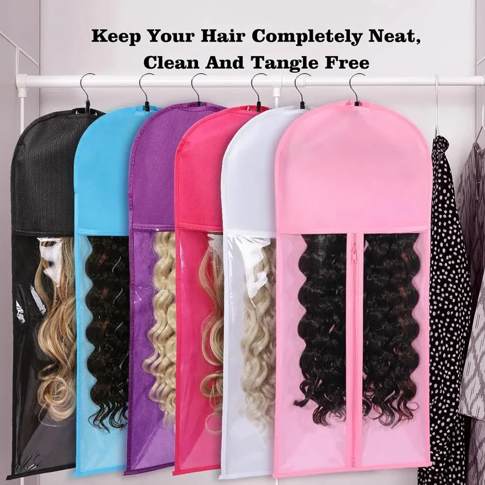 Wig Bag With Hanger Wig Storage Bags Pack Holder For Virgin Hair Weft Clip In Hair Extension view 6