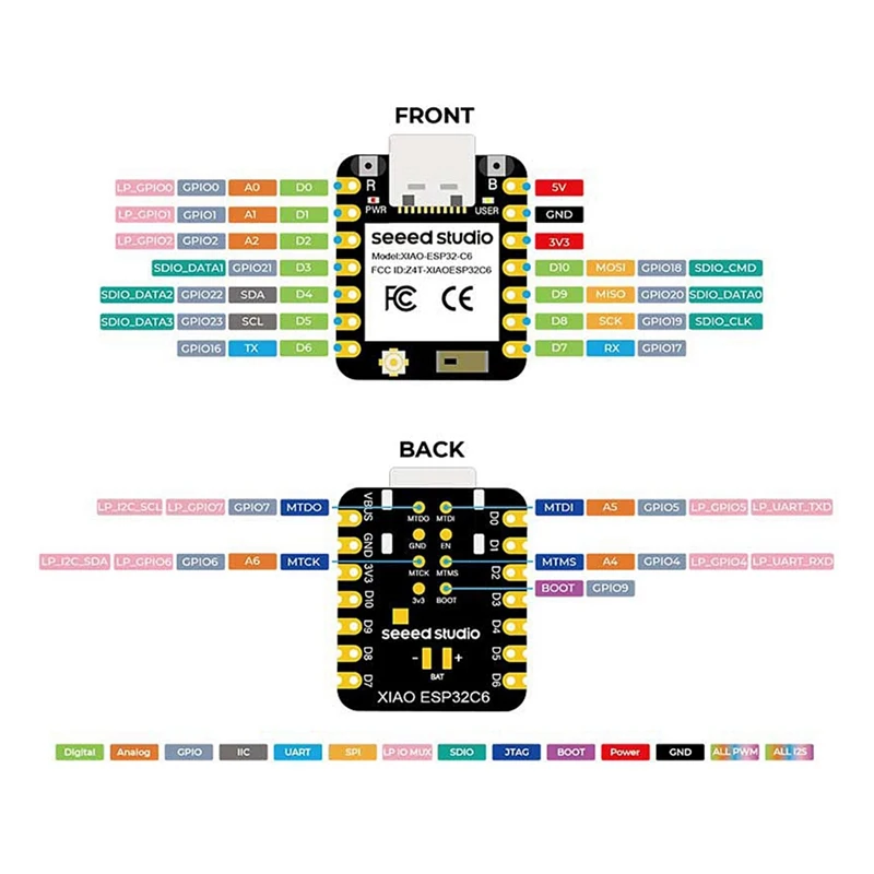 XIAO ESP32C6 pequeña Super Mini placa Wifi Bluetooth5.0 Placa de desarrollo para Arduino para Seeed Studio