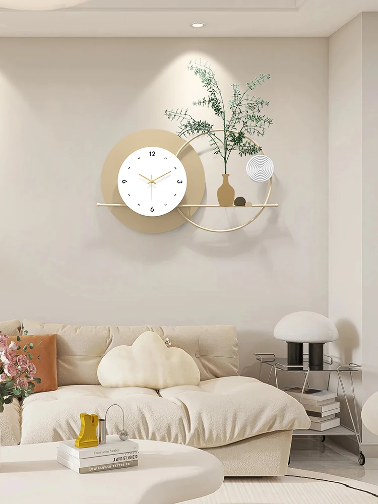 Silent Wall Clocks for Living Room, Flower Vase, Creative Modern Wall Ornaments, Home Decorations, Metal Art Crafts, Large Decor