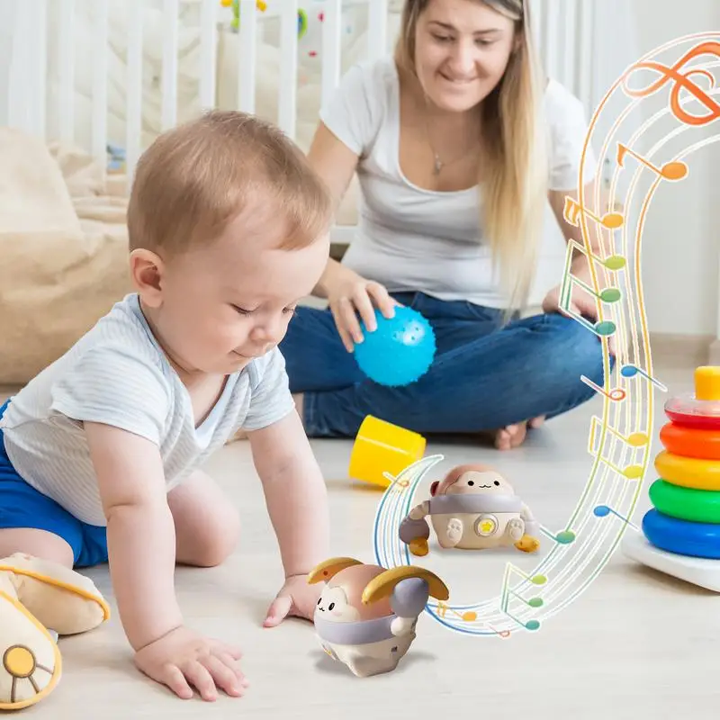 Juguete de mono rodante para gatear, mono de aprendizaje musical, educativo temprano, eléctrico, juguetes ligeros para niños