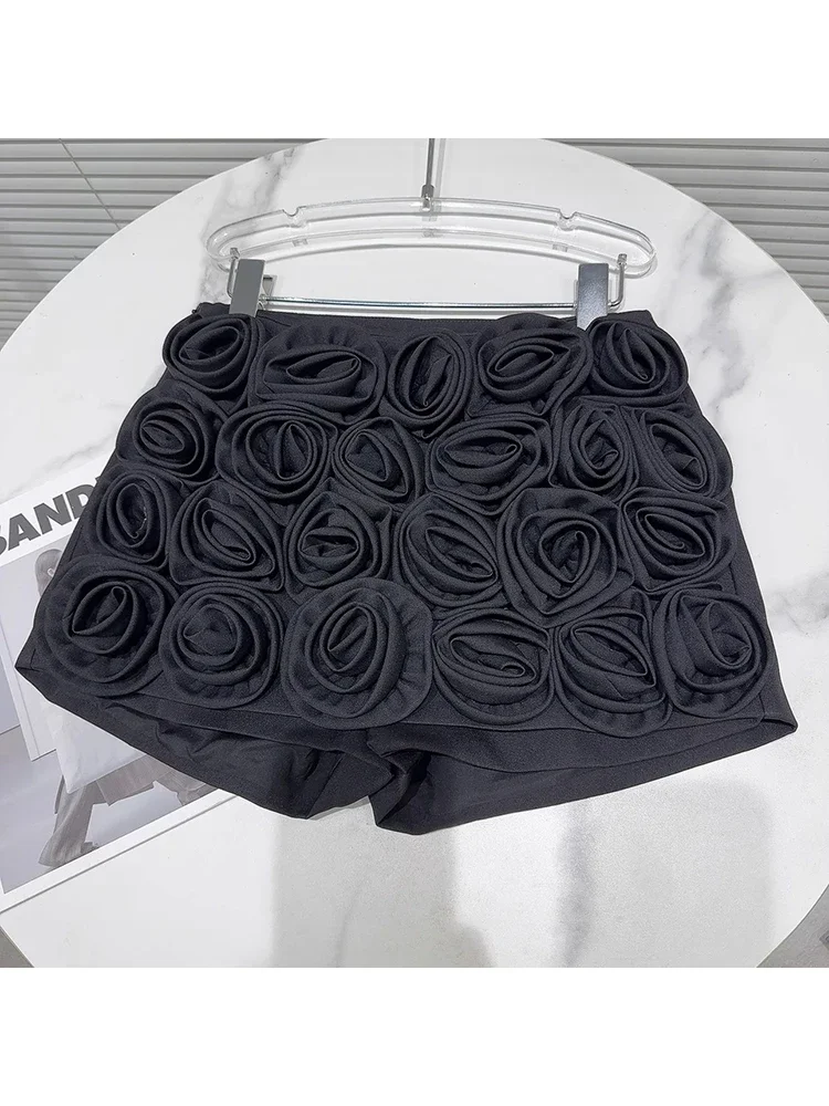 High Street Nieuwste 2024 Designer Rok Dames 3d Rose Fflower Decoratie Mini Broek Rok
