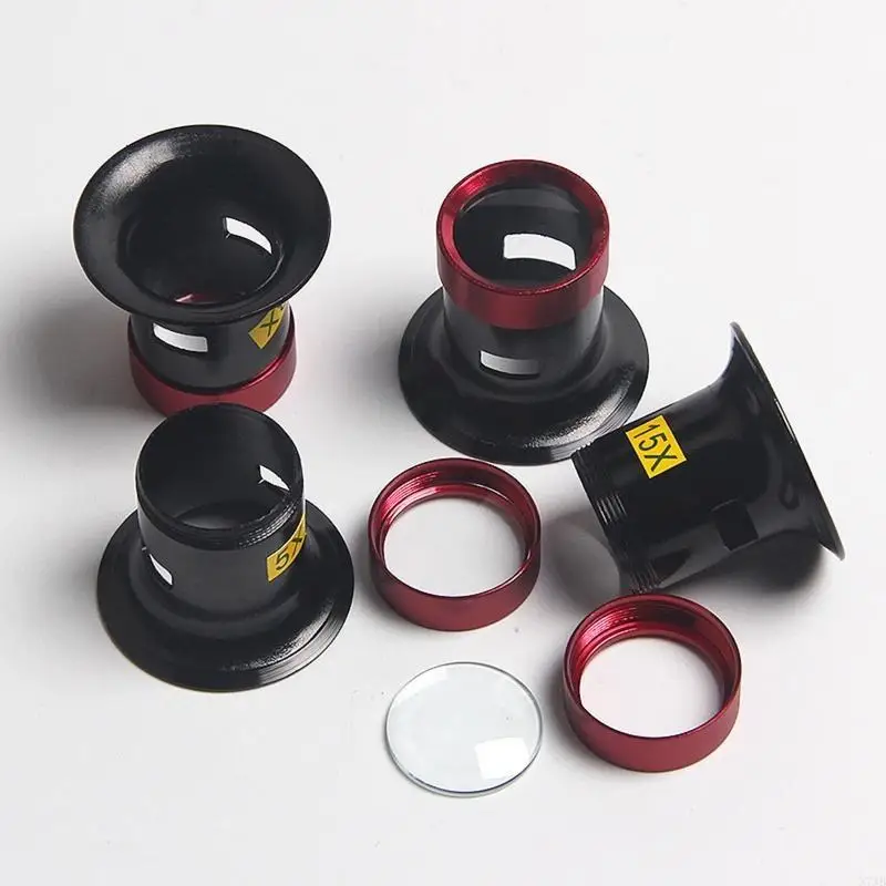 Magnifier 5X/10X/15X/20X Aluminum Alloy Eye Magnifier Loupe Repair Watch Tool Glass Loupe Lens Lightweight