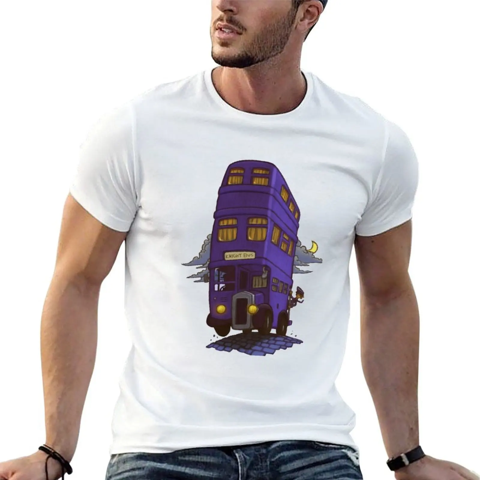 Magic Transport Knight Bus T-Shirt blue archive funny shirt cotton mens t shirt