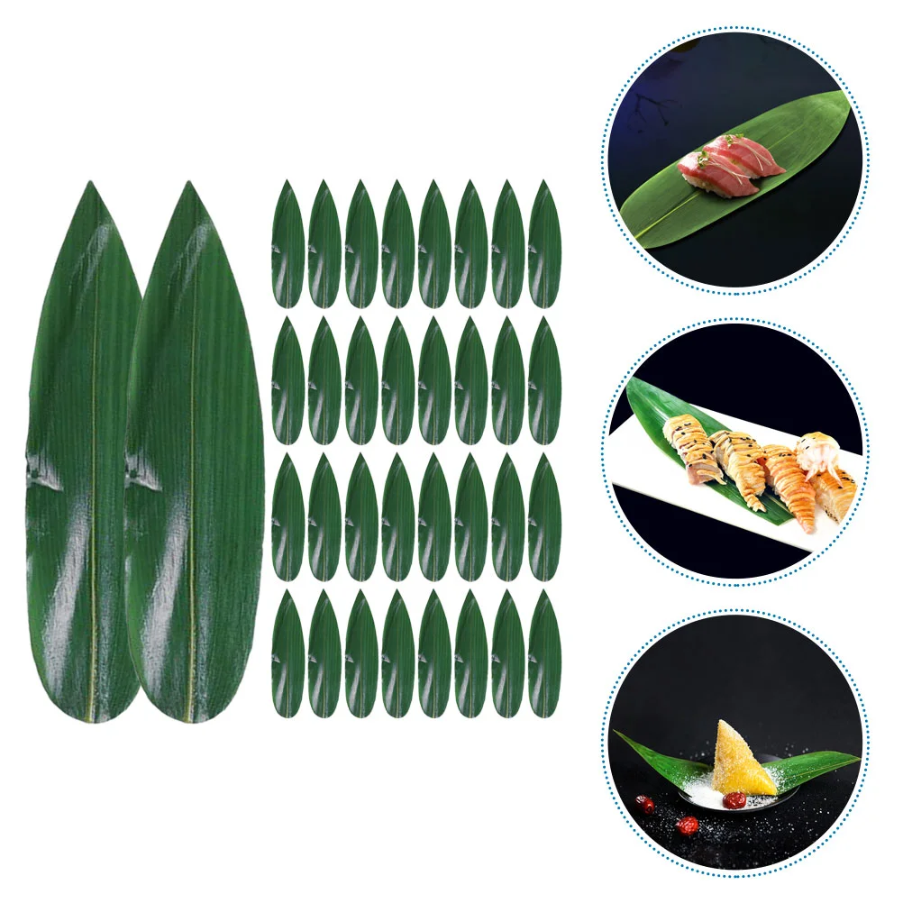 100 Pcs Sushi Bamboo Leaves Presentation Decoration Japanese Food Mat Sashimi Dish Leaf Toy Cold Ornament Plate