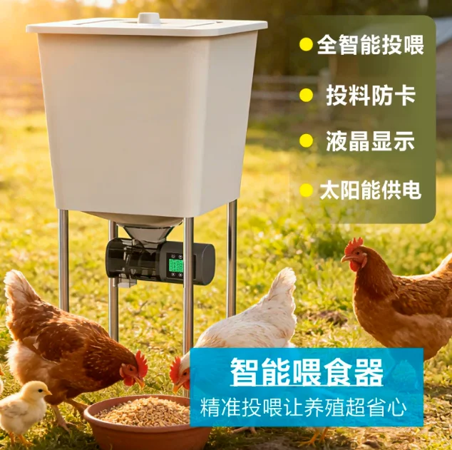 Enhanced Solar Powered Automatic Chicken Feeder, 1000g Capacity with Hopper & Timer for Poultry Feeding