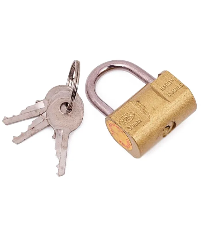 Tradineur-thick padlock with 3 key replacement-made of brass and steel-fit for Cabinet, drawers, bicycles, et