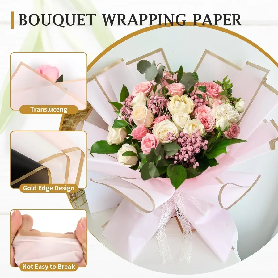 25 Sheets Flower Wrapping Paper Floral Bouquet Wrapping Paper Waterproof Korean Florist Supplies Packaging Paper for DIY Crafts