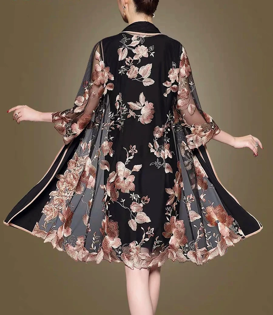 2022 New Spring Summer Mother of The Bride Dresses With Jacket Elegant Formal Gown Embroidery Mother Party Evening Dresses Women