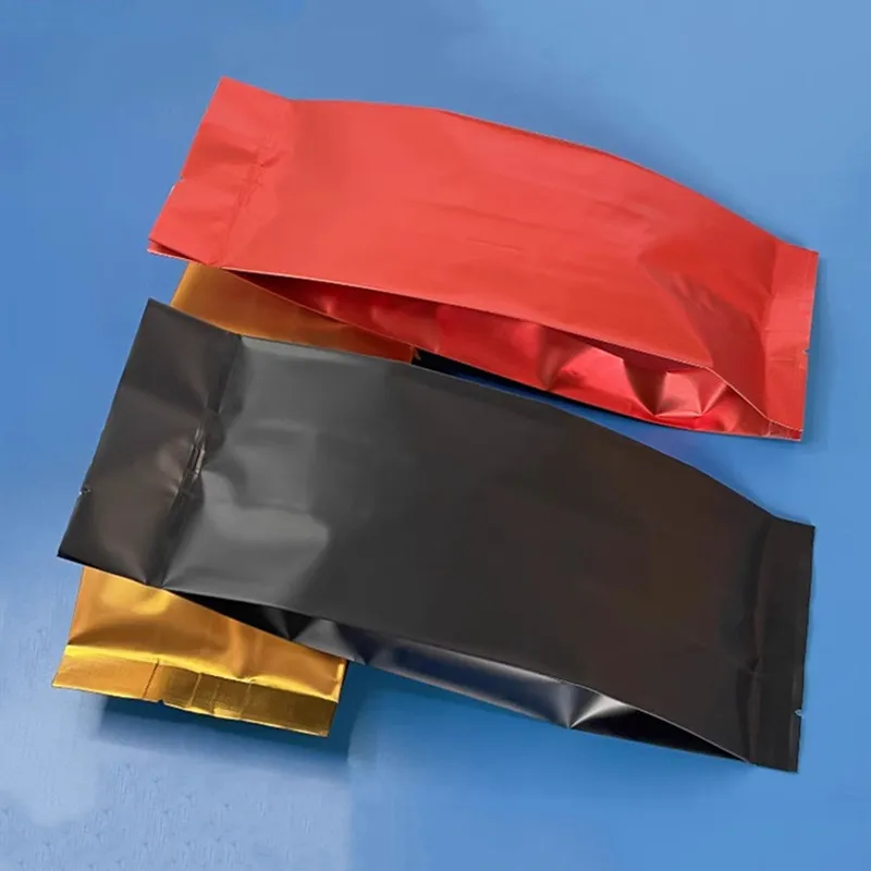 100 SZT. Matowe Czarne/Czerwone/Złote Torebki z Folią Aluminiową z Bocznymi Wkładkami, Otwarte od Góry, na Kawę Ziarnistą, Przekąski, Herbatę, Orzechy, Prezenty, Opakowania, Woreczki
