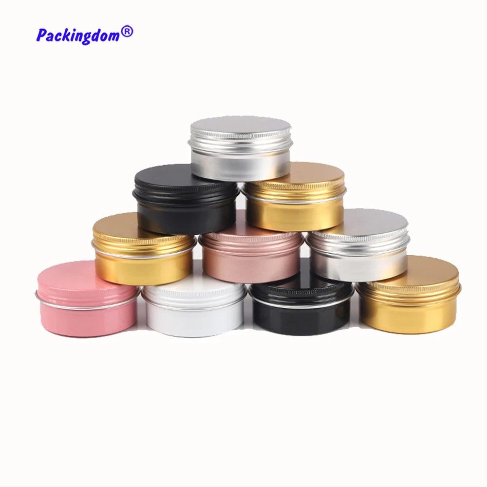 50pcs Aluminum Tin Silver Empty Metal Jar Storage Sample Cosmetics Container Candle Powder Box Makeup Cream Pot Reusable 80g