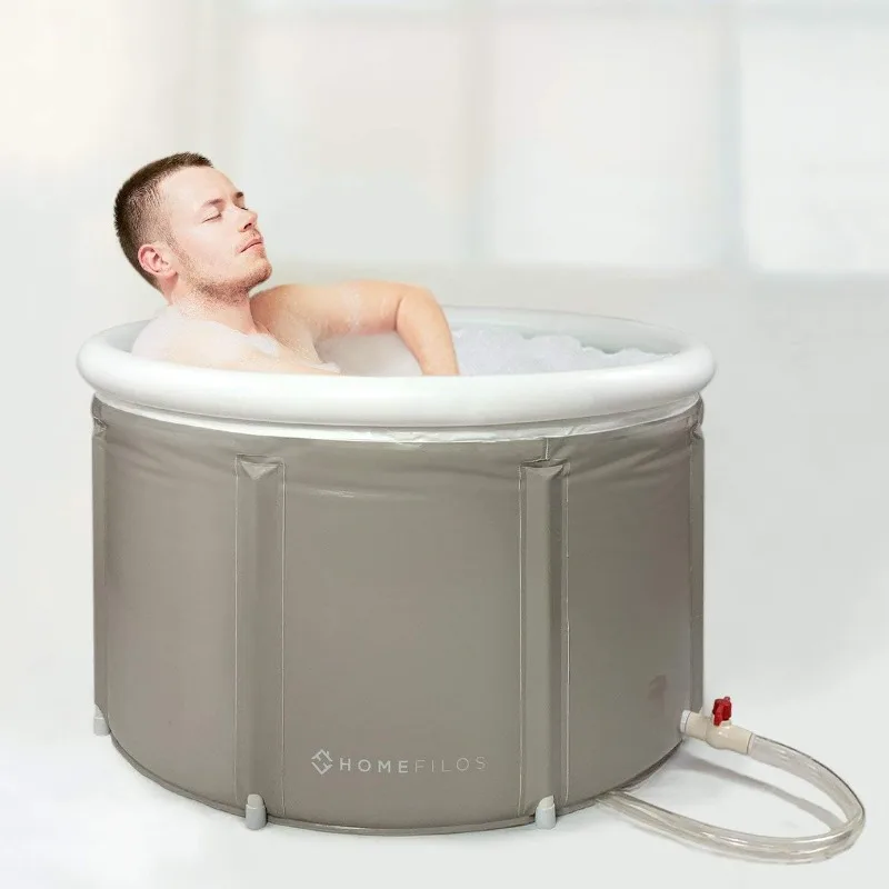 Ice Bath and Cold Plunge for Athletes, Inflatable Adult Size Japanese Soaking Hot Tub for Shower Stall